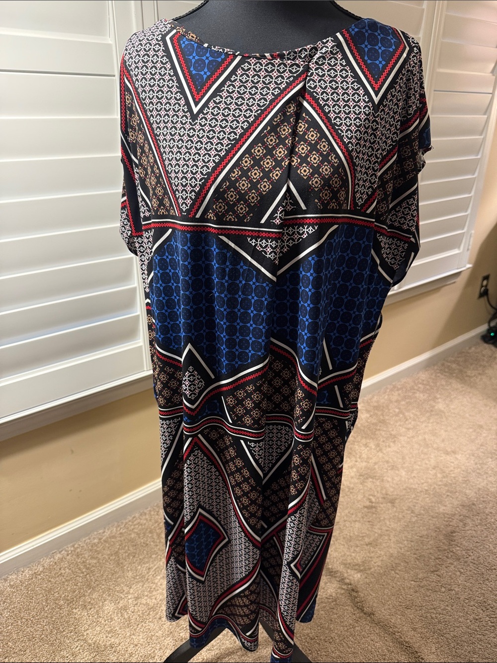 Worthington Blue and Black Geometric Maxi Dress
